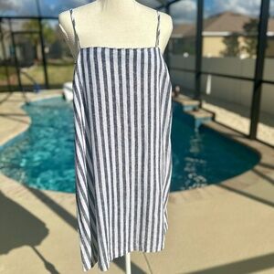 A New Day, Striped Linen Blend Dress, Size M